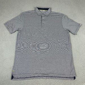 tasc Performance Polo Shirt Mens Large Gray Striped Stretch Golf Short Sleeve